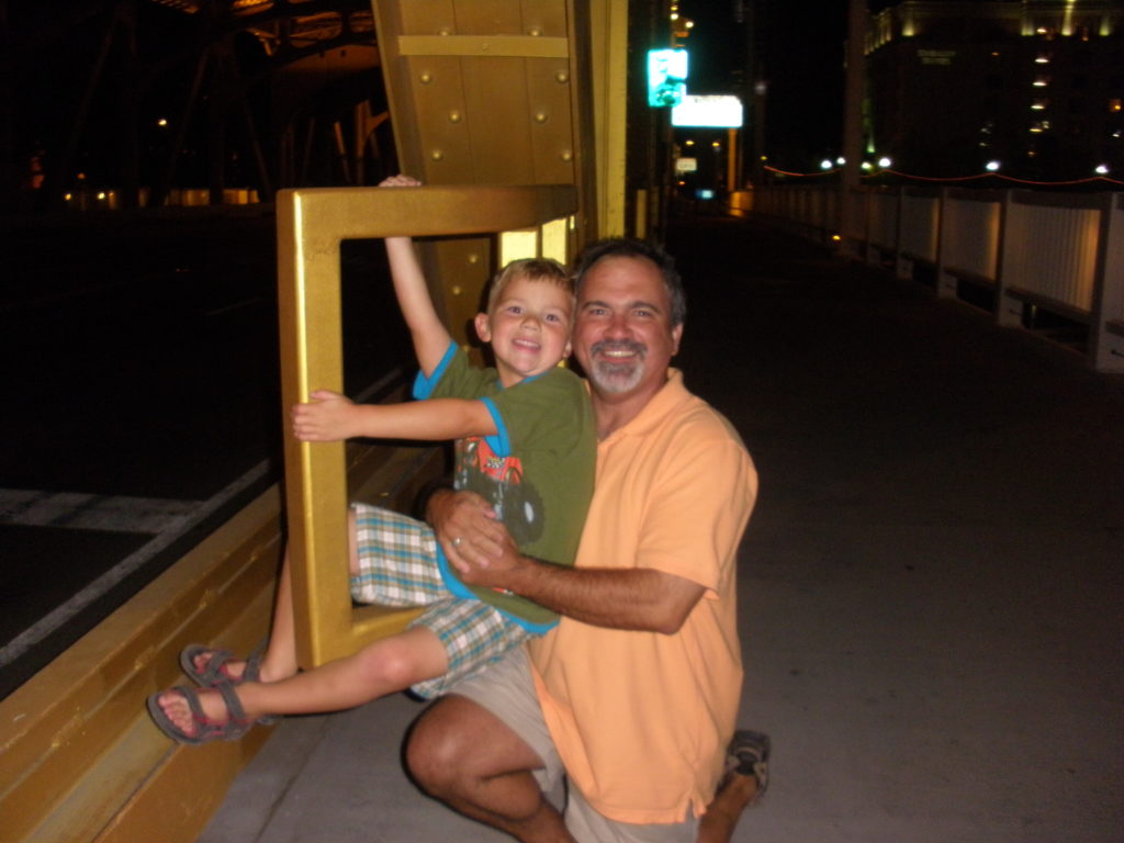 Dad and Son on Sacramento Bridge